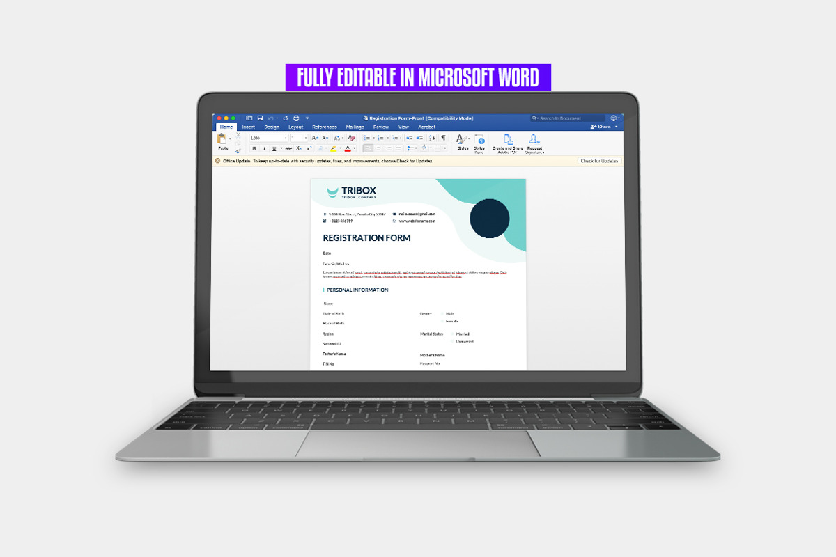 Professional Registration Form, a Stationery Template by iDoodle Studio (Photo 3 of 6)