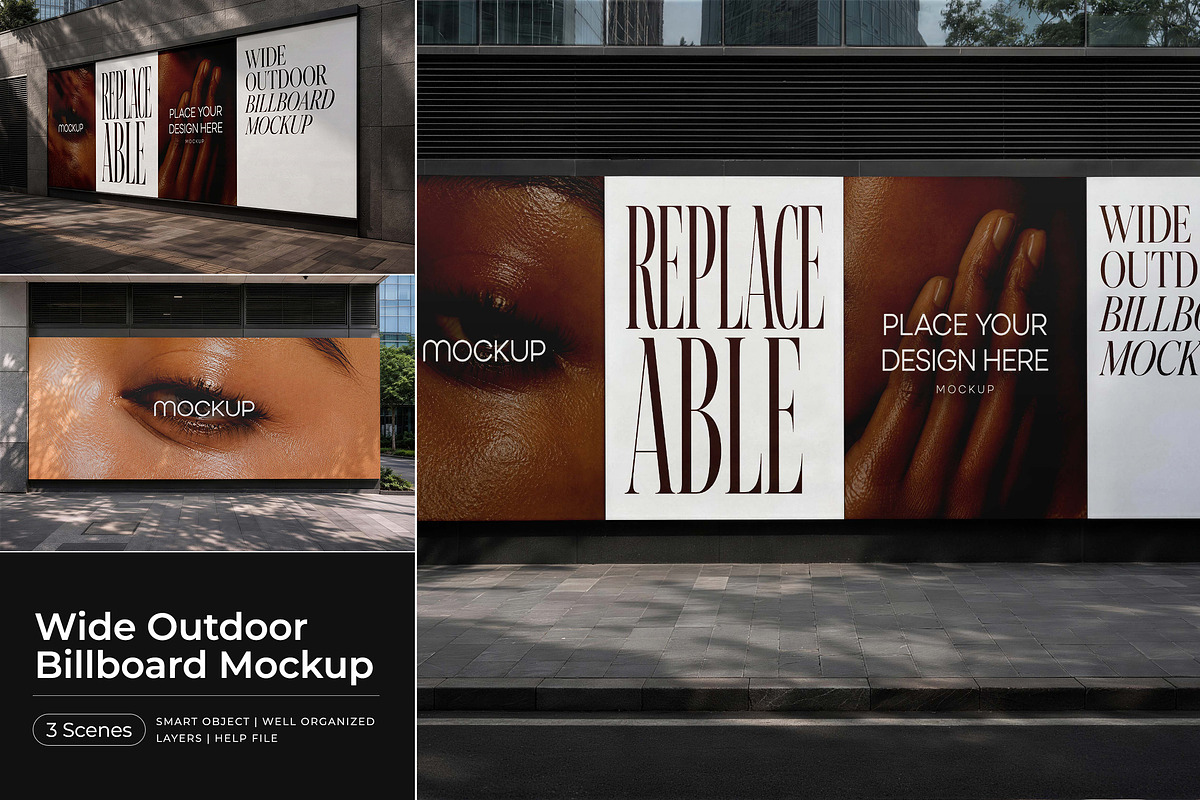 Wide Outdoor Billboard Mockup, an Advertising Mockup by Pitchlook.Studio (Photo 1 of 4)