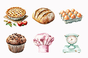 Watercolor Baking Party Clipart, an Illustration by Design Market (Thumbnail 4 of 4)