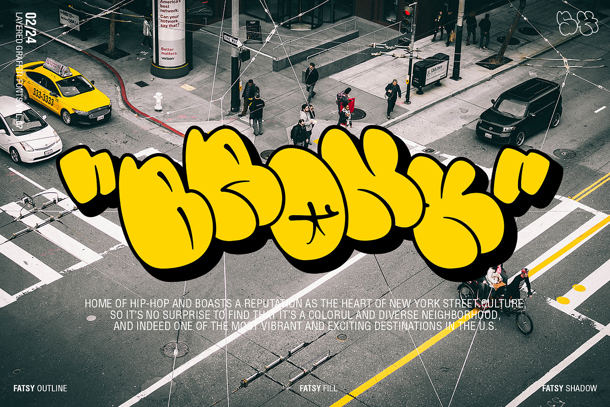 Fatsy - Layered Graffiti Fonts, a Blackletter Font by SemutHitam Creative (Photo 15 of 19)