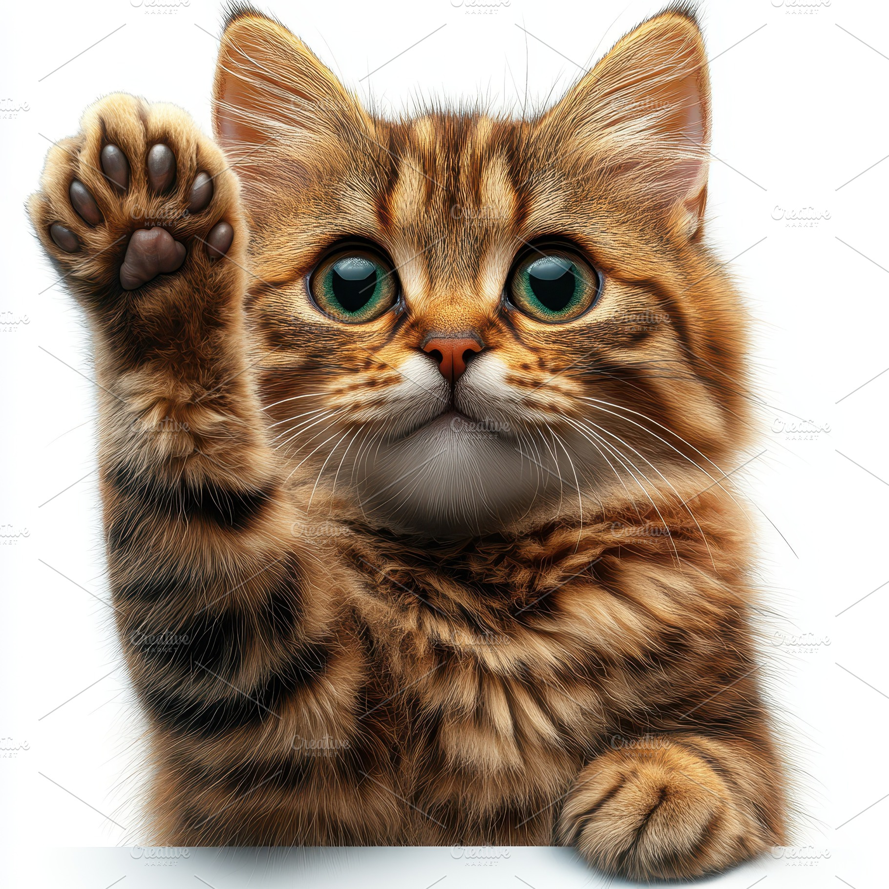 Cute Kitten Raising Paw Adorable Pet, an Animal Photo by Pixeness Studio