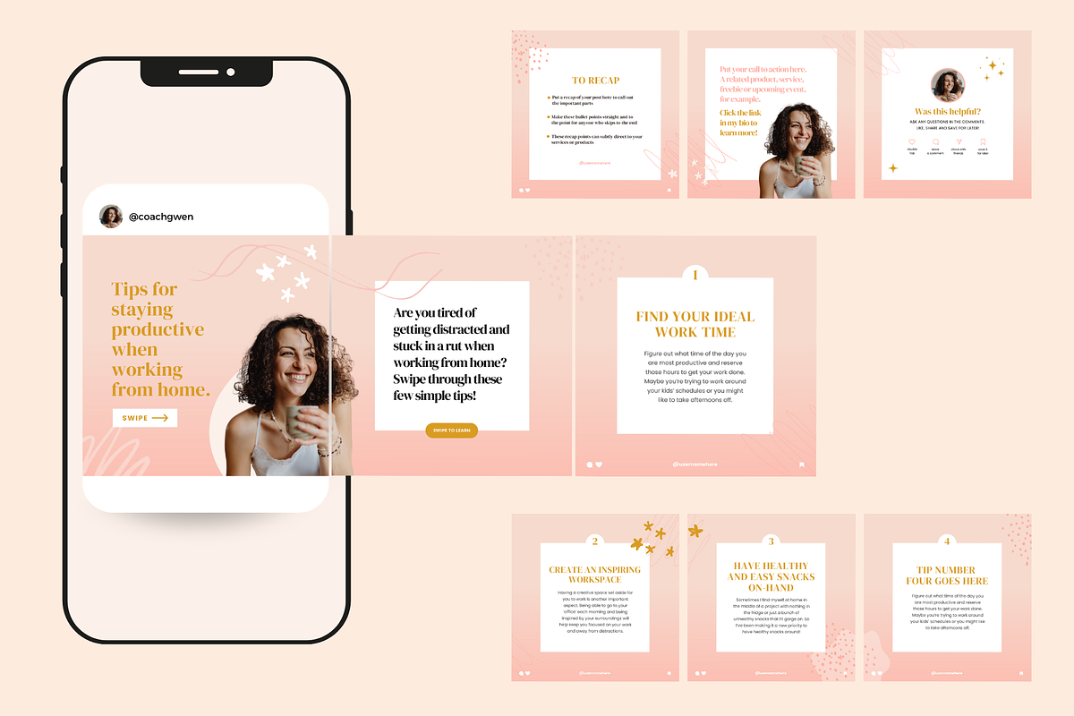 Boho Coach Instagram Carousel Canva, a Social Media Template by Ciera Design Templates (Photo 6 of 9)