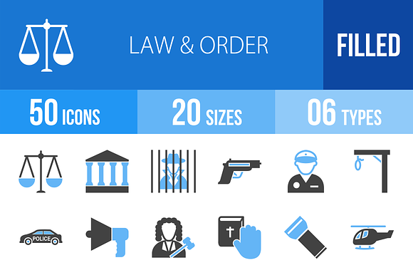 50 Law Order Blue Black Icons