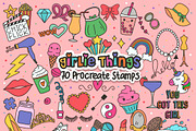 Girlie Doodle Stamps for Procreate, a Brush Add-On by SketchQueen (Thumbnail 1 of 5)