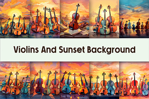 Violins And Sunset Background, a Background Graphic by AdriOP