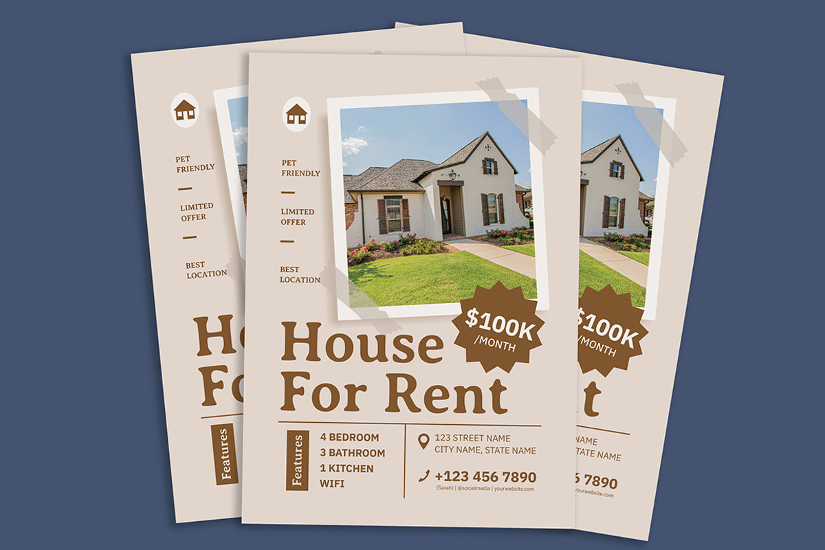 Minimalist House for Rent Flyer, a Flyer Template by Gumico Studio. (Photo 3 of 3)