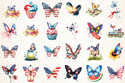 Watercolor Butterfly 4th Of July, an Illustration by DreamCafeArt (Thumbnail 3 of 5)