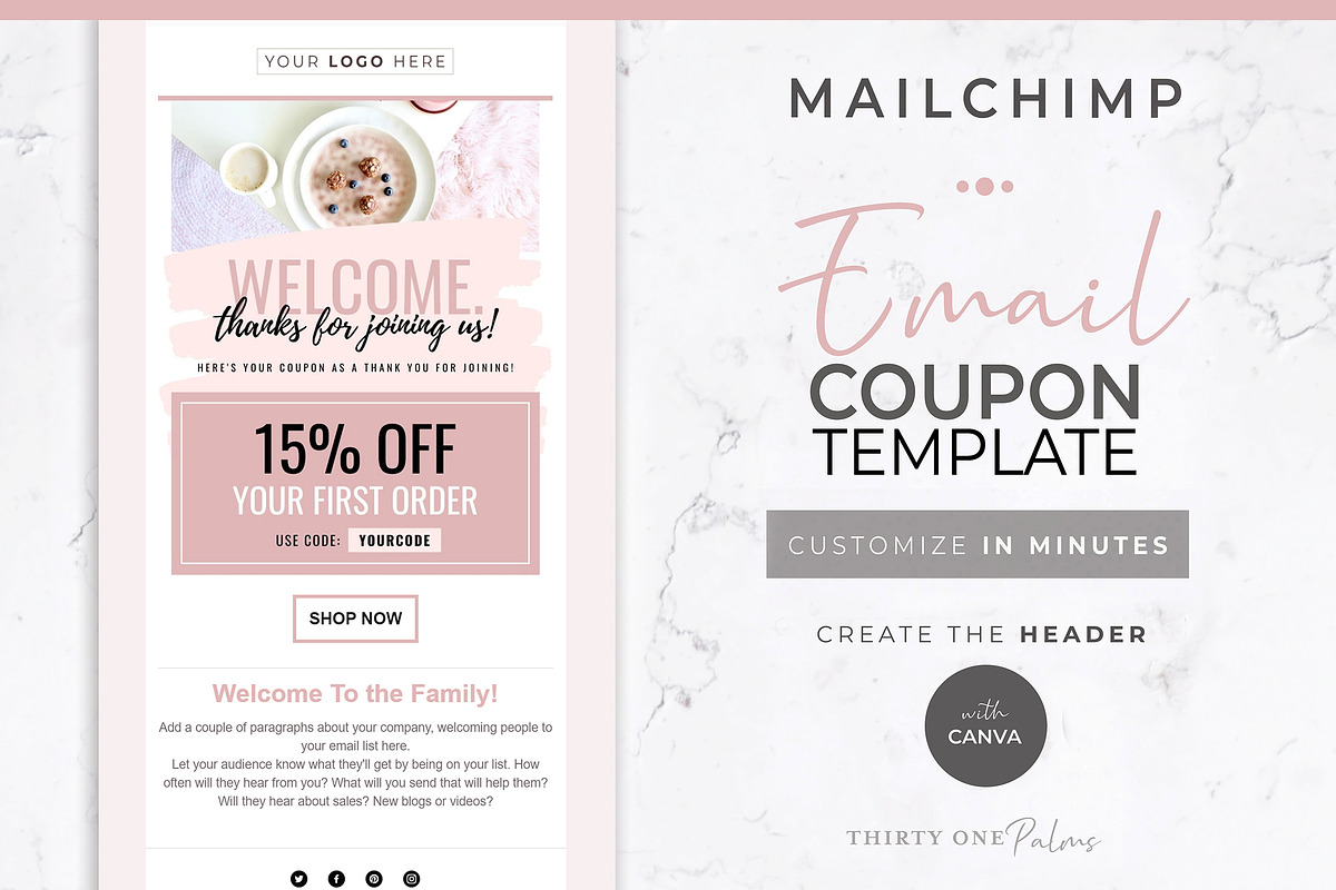 Canva & Mailchimp Template | Coupon, an Email Template by Thirty One Palms Studio (Photo 1 of 6)