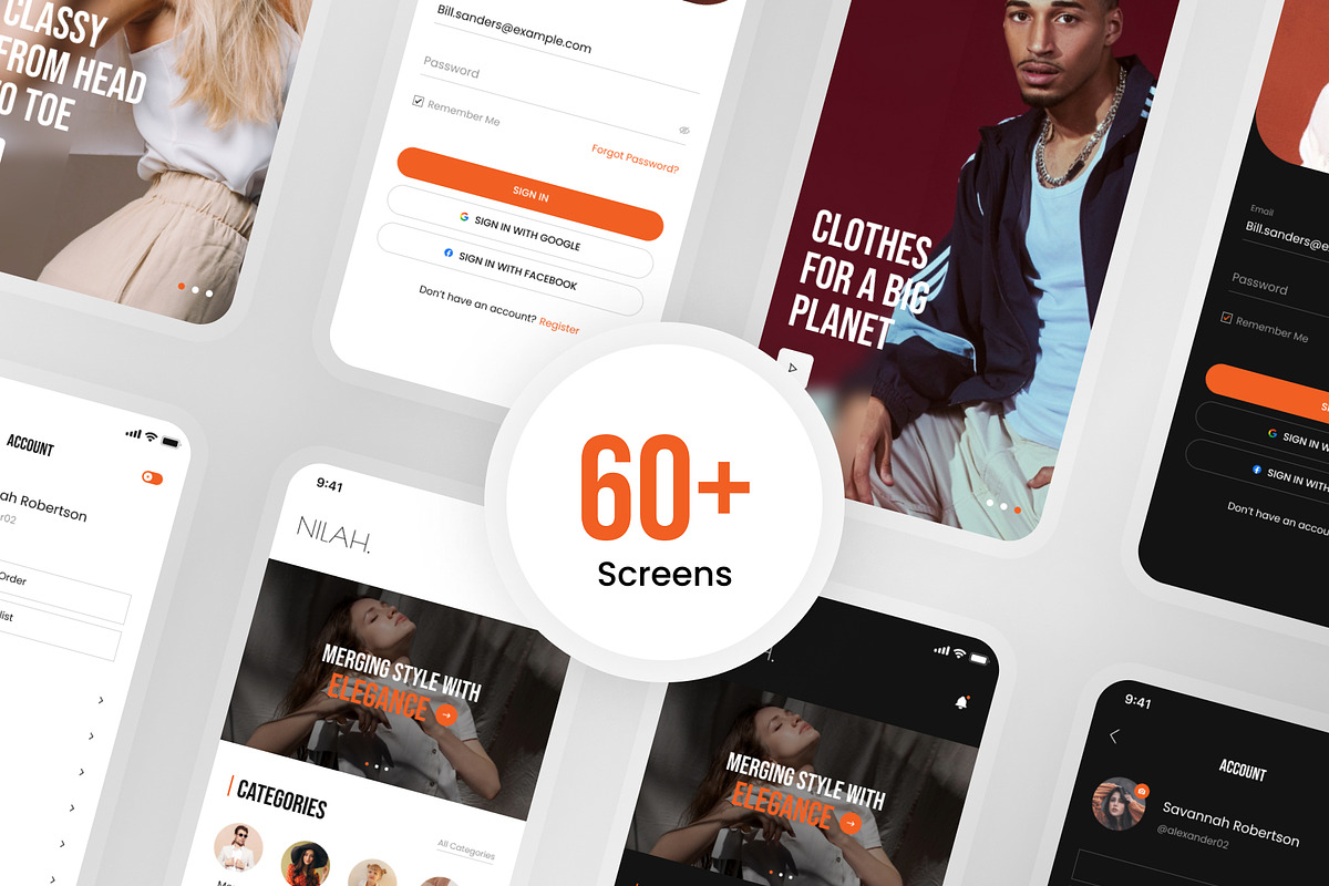 NILAH - Fashion Shopping Mobile App, an UI Kit Template by LA-STUDIO1 (Photo 2 of 8)