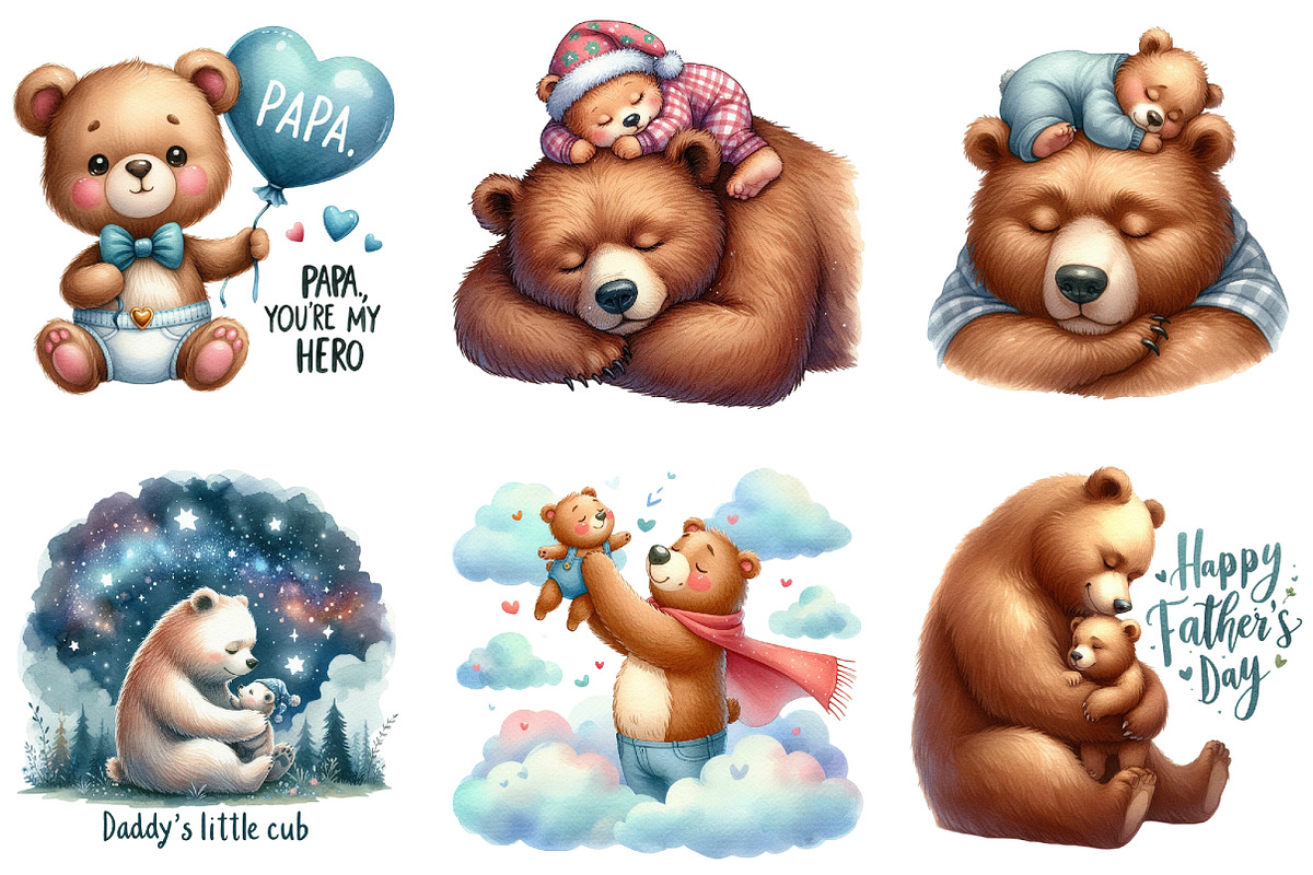 Papa Bear and Baby Bear Father's Day, an Illustration by DreamArtGraphic (Photo 2 of 4)