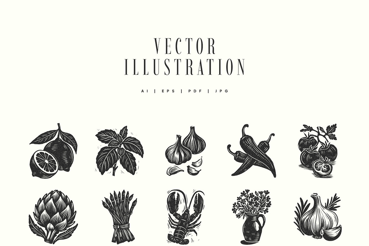 Linocut Kitchen | Poster Builder, an Object Graphic by KetteCreate (Photo 15 of 16)