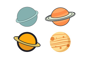 Pluto Planet Space Illustration Set