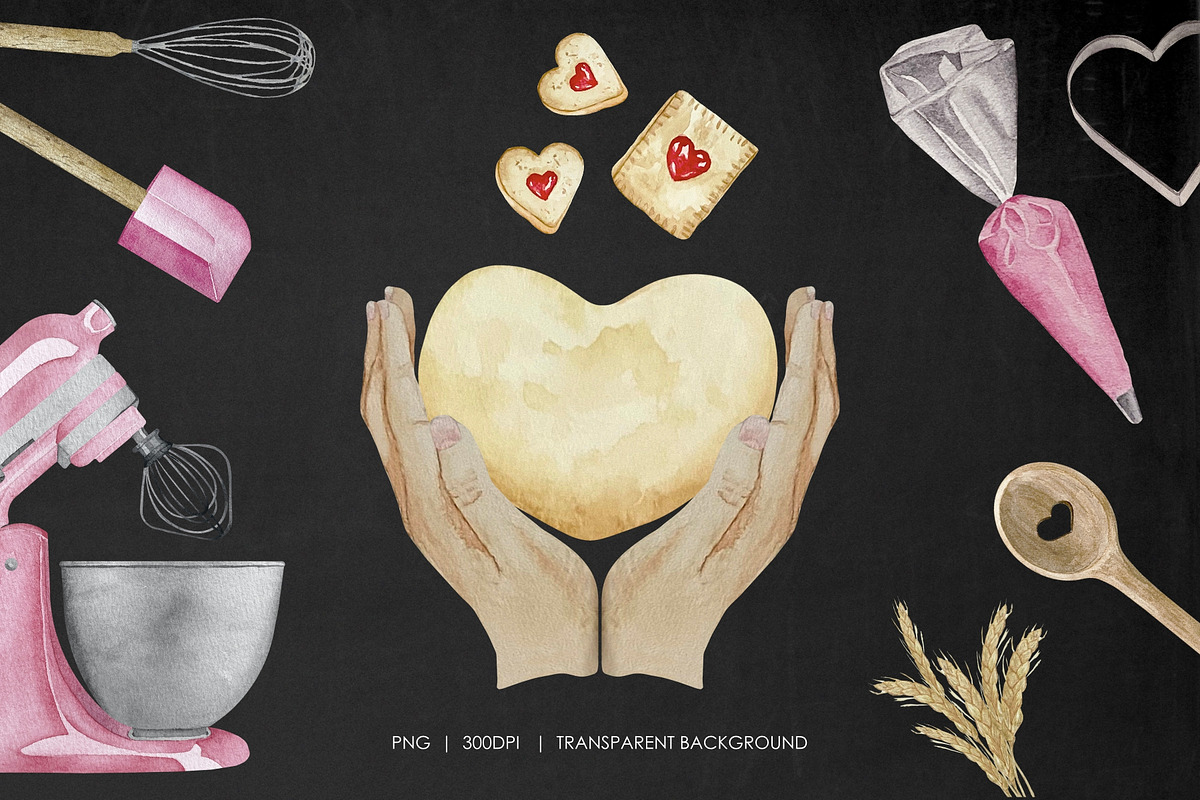 Watercolor pink bakery mixer clipart, a Food Illustration by Art and Funny (Photo 6 of 6)