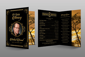 Classic Black & Gold Funeral Program