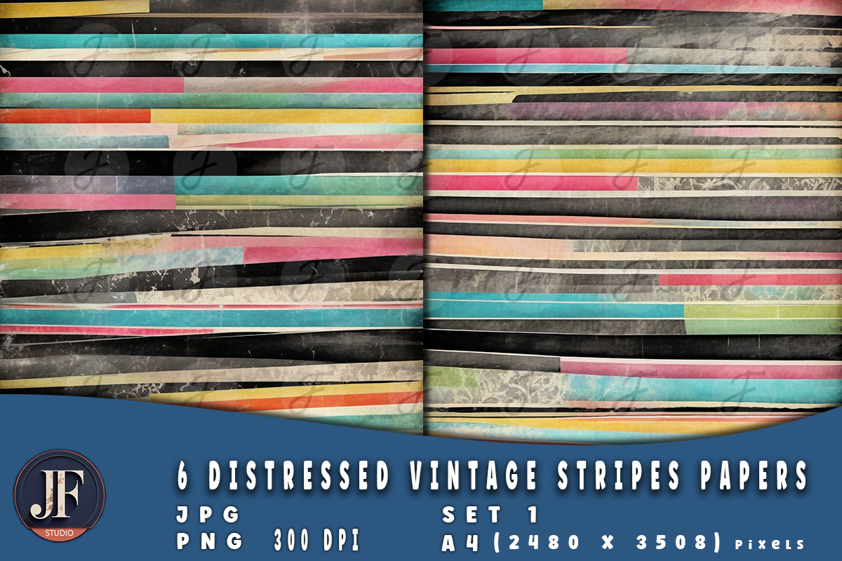Distressed Vintage Stripes Papers 1, a Background Graphic by Joaquin Fernandez Studio (Photo 4 of 4)