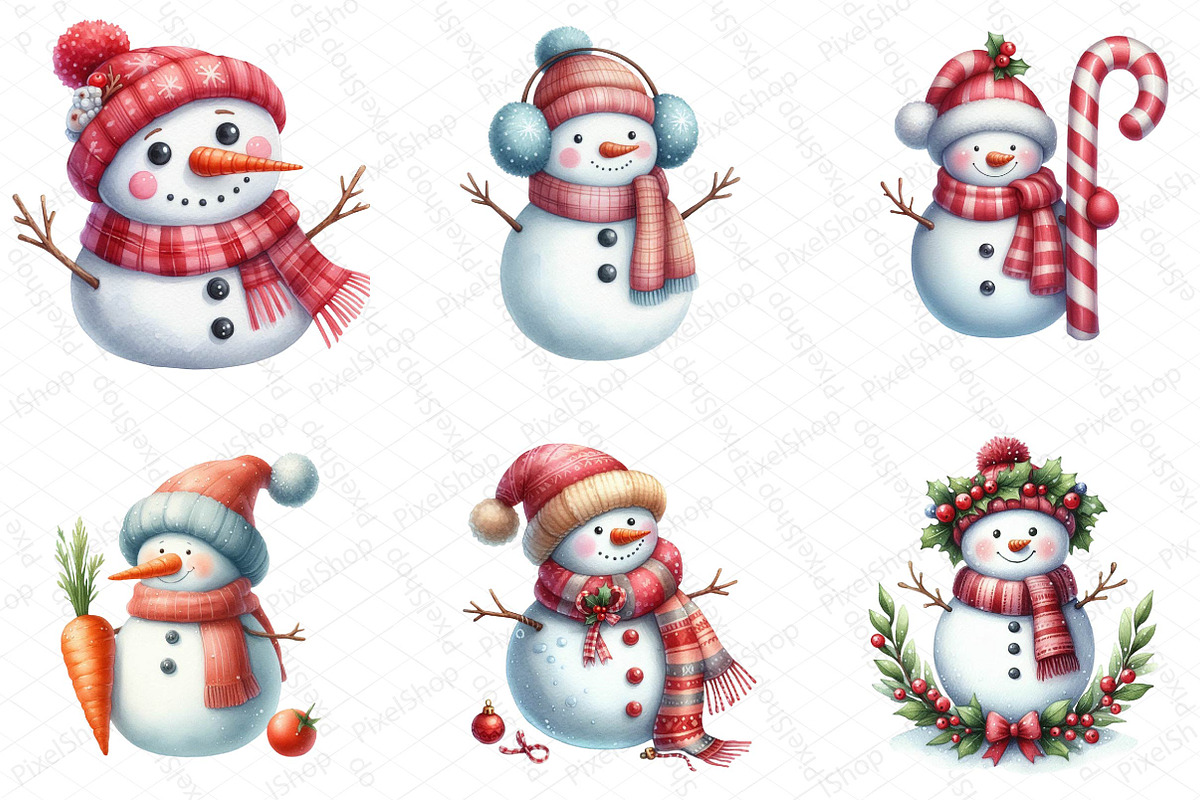 Funny Christmas Snowman Clipart, an Illustration by DreamPrint404 (Photo 4 of 6)