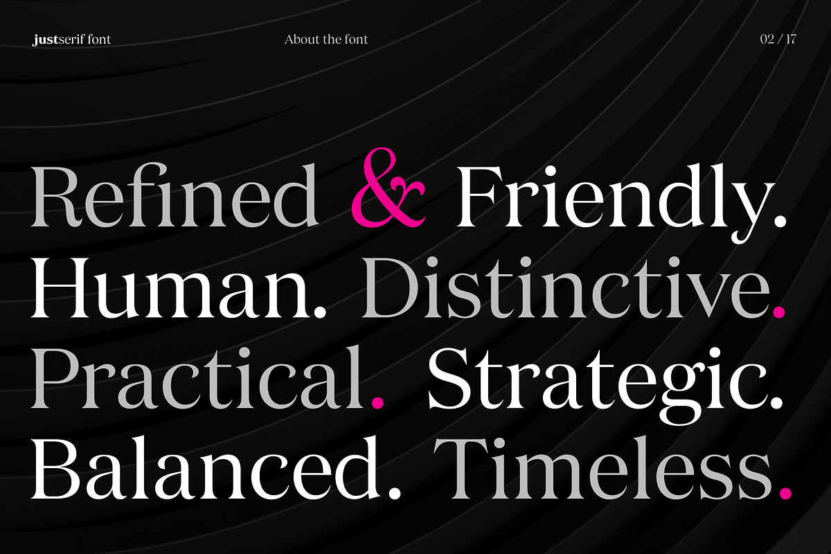 JUST Serif Modern Editorial Typeface, a Serif Font by JUST Creative (Photo 2 of 17)