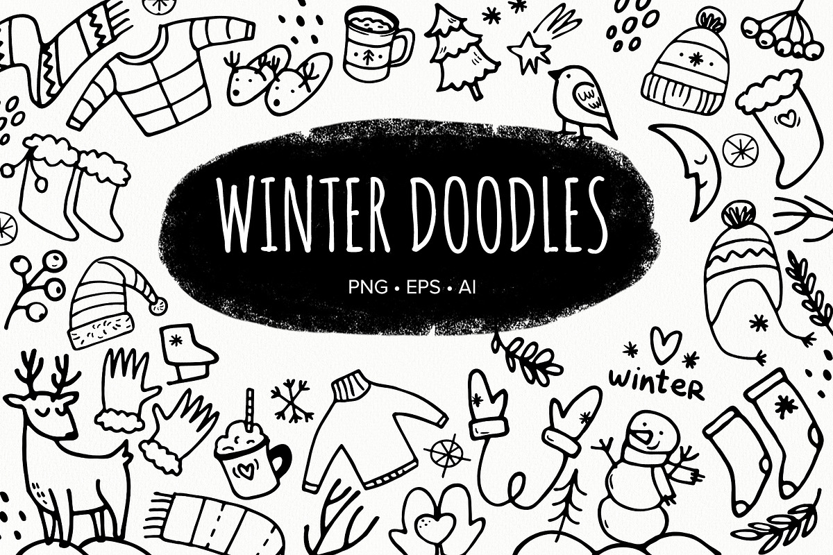 Winter Doodles set, an Object Illustration by Ekaterina Goncharova (Photo 1 of 7)