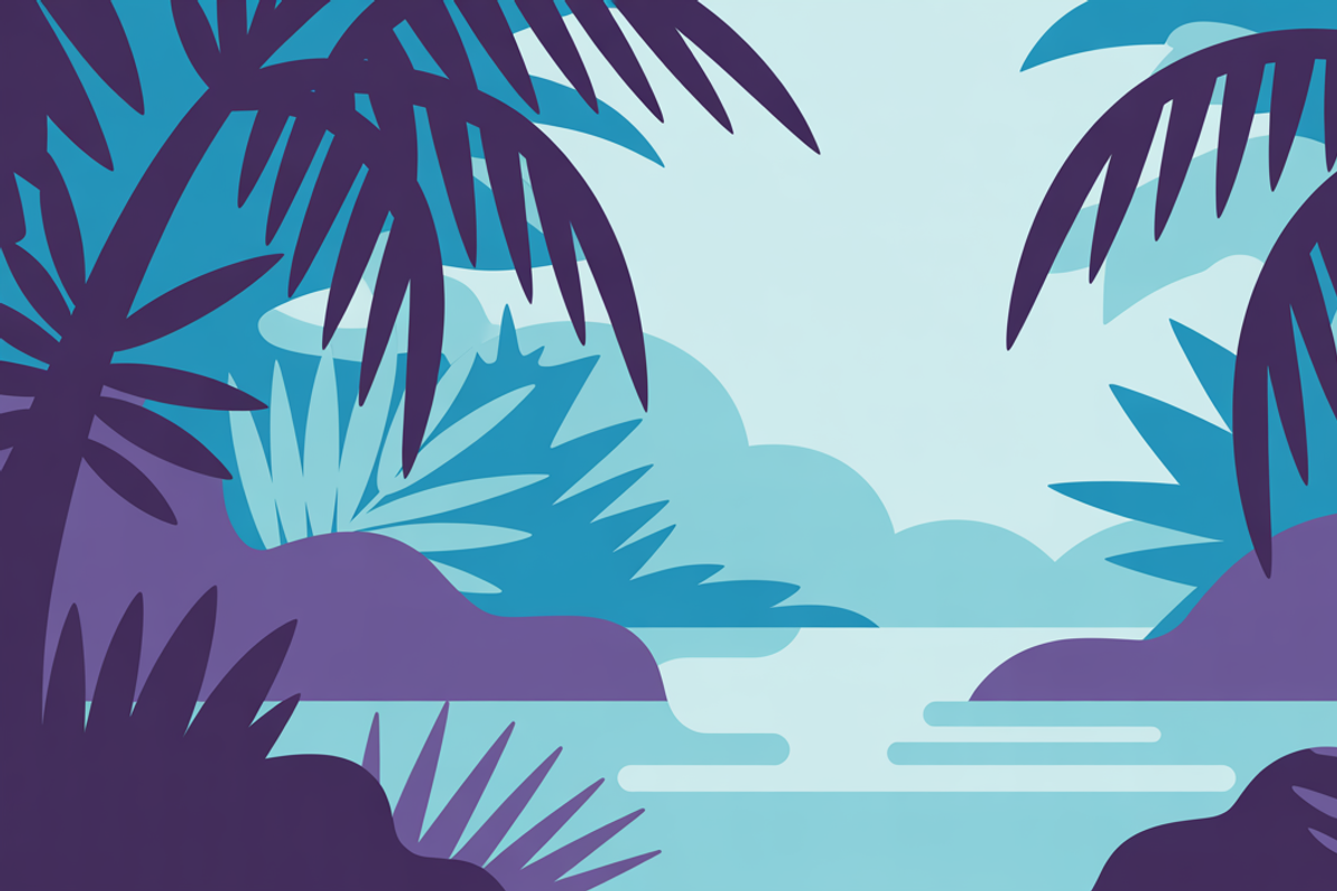 Exotic Jungle River Scene Illustrati, a Decorative Illustration by Xinyan Studio (Photo 3 of 3)
