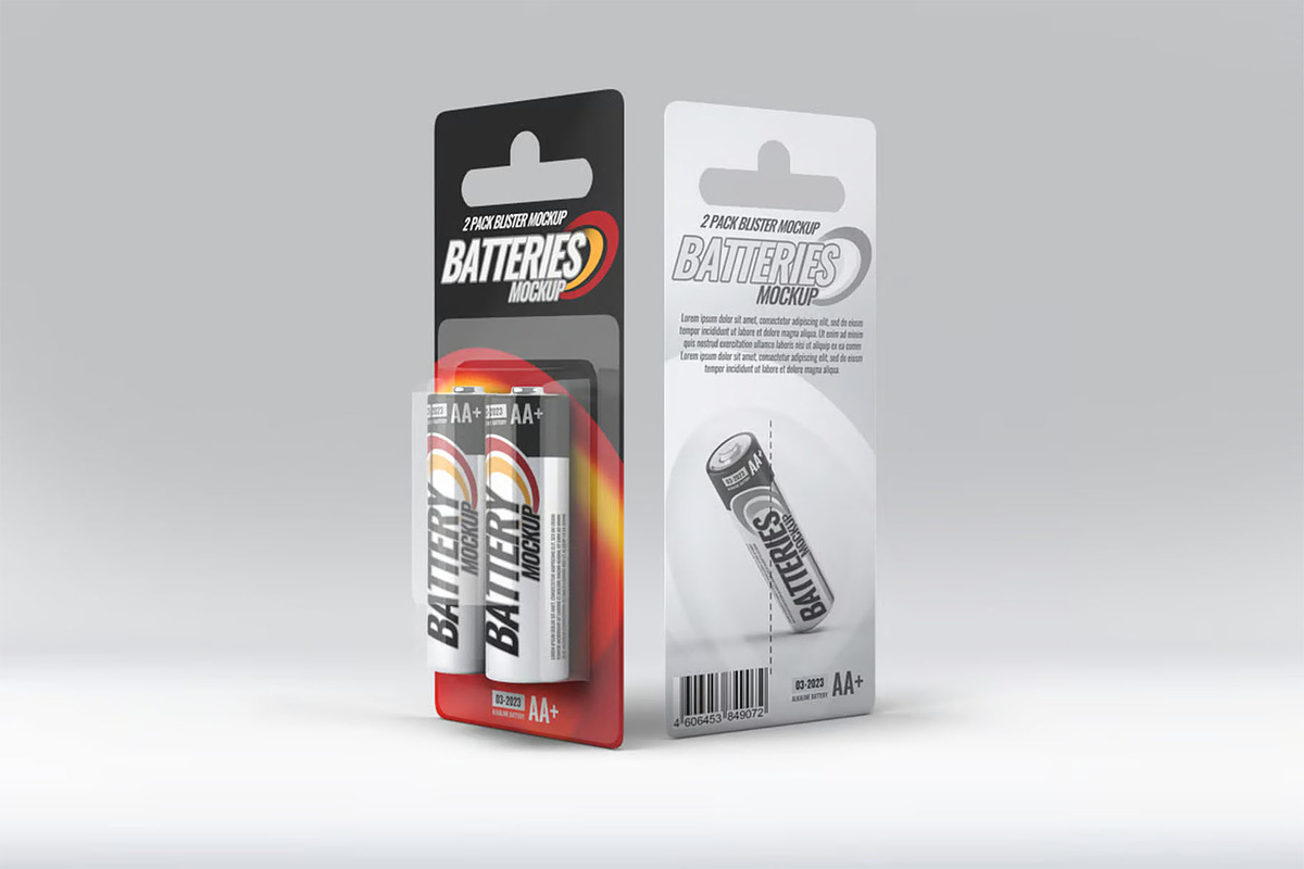 Battery Blister Pack Mock-Up, a Product Mockup by DesignRushMarket (Photo 9 of 9)