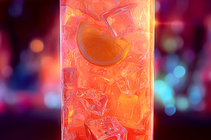 Cocktail Glass with Ice and Orange, a Food & Drink Photo by Ocean Digital Art