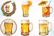 Watercolor Vintage Summer Beer PNG, an Illustration by Canvas Craft (Thumbnail 3 of 3)