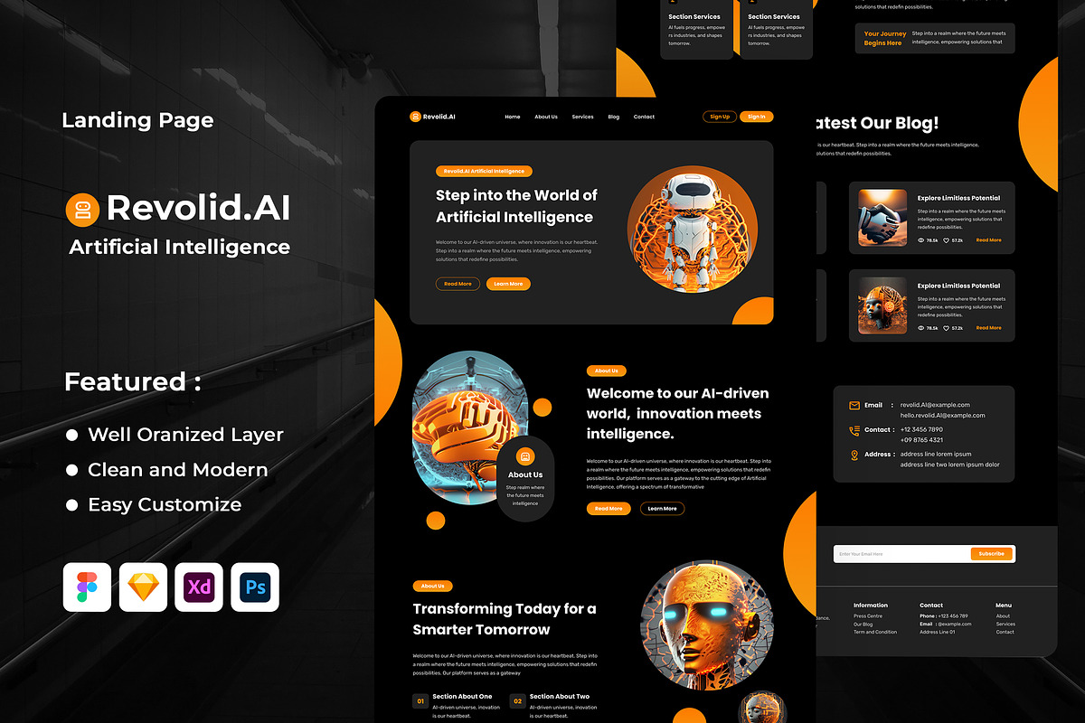 Artificial Intelligence Landing Page, an UI Kit Template by ENATIVE (Photo 1 of 4)