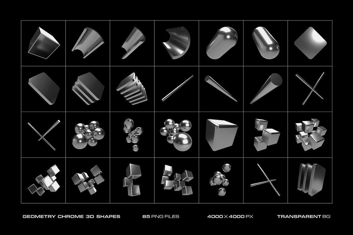3D Geometry Chrome 85 illustrations, an Object Graphic by assetpro.design (Photo 4 of 10)