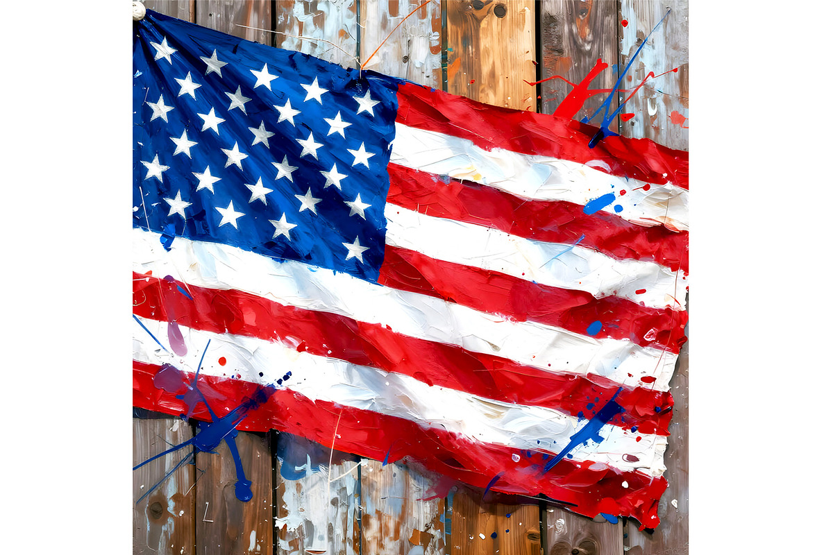 American Flag on Barn Board, a Seasonal Illustration by Sharon Schwalbe (Photo 4 of 5)