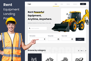 Rent heavy machinary - Landing page