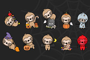 Set of Cute Halloween Sloth, an Animal Illustration by ArtVarStudio (Thumbnail 2 of 3)