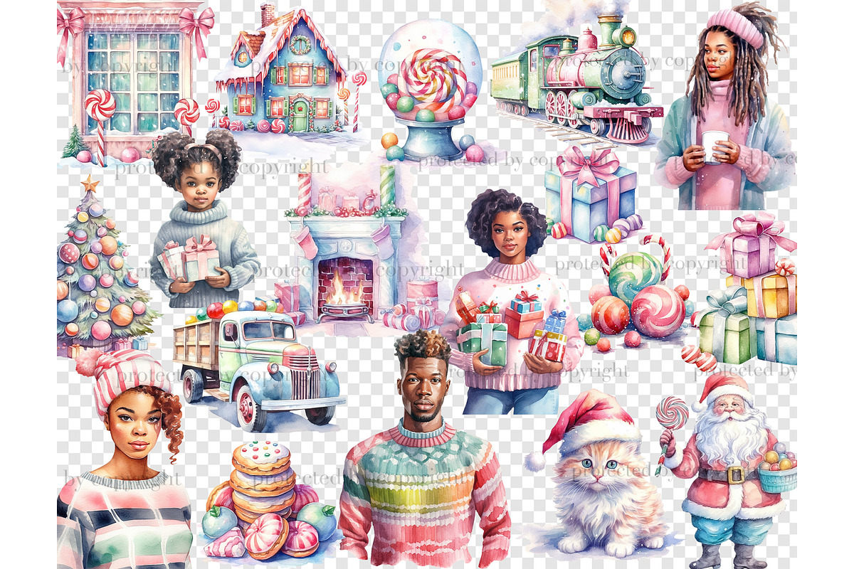 Pastel Christmas Clipart, a Person Illustration by GlamArtZhanna (Photo 4 of 5)
