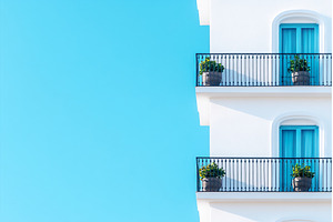 Minimalist White Building with Blue, an Architecture Photo by Lermont51