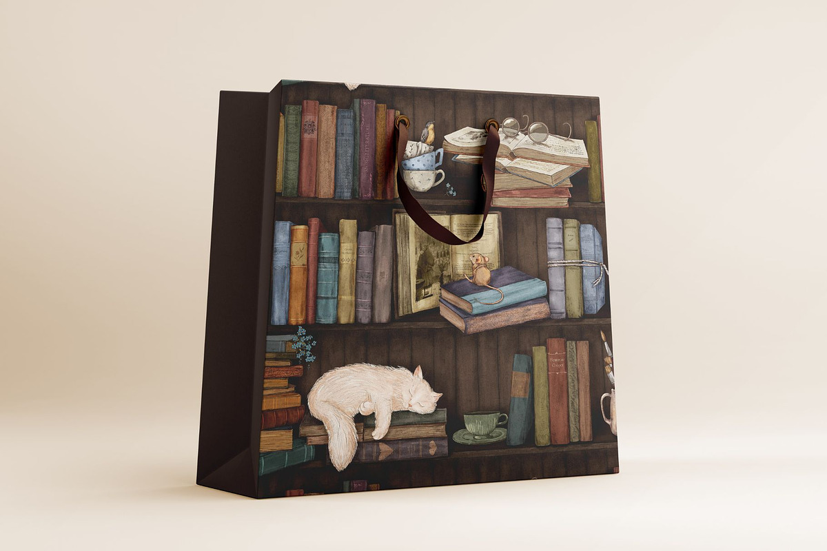 Once Upon a Shelf Seamless Pattern, a Pattern Graphic by MouseGrey (Photo 6 of 8)