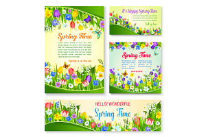 Spring Flower Greeting Card And Banner Template