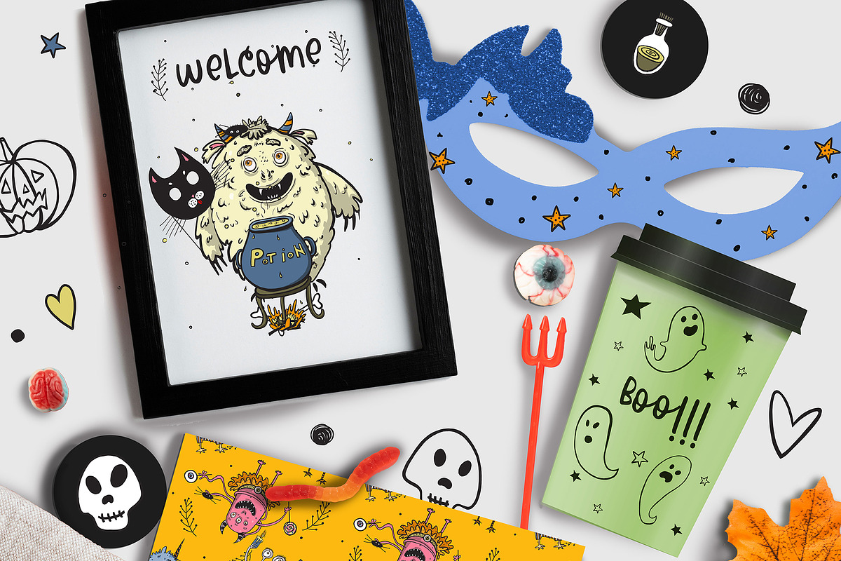Halloween monsters clipart, a Graphic by ArtSpotVeronika (Photo 9 of 10)