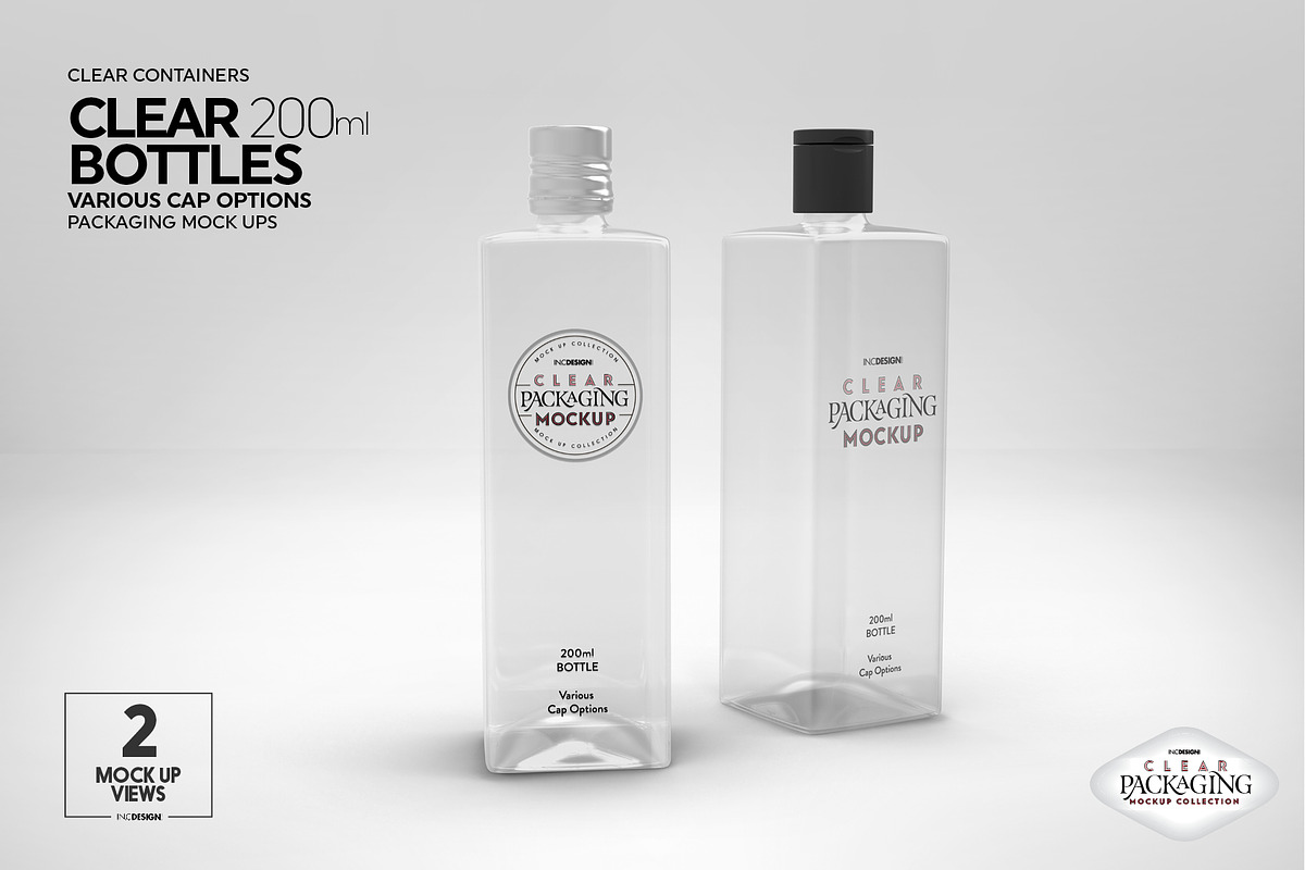 Clear 200ml PET Bottles Mockup, a Packaging Mockup by INCDesign (Photo 9 of 10)