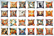 Funny Halloween Patchwork Pillow, an Illustration by designcity5 (Thumbnail 2 of 5)