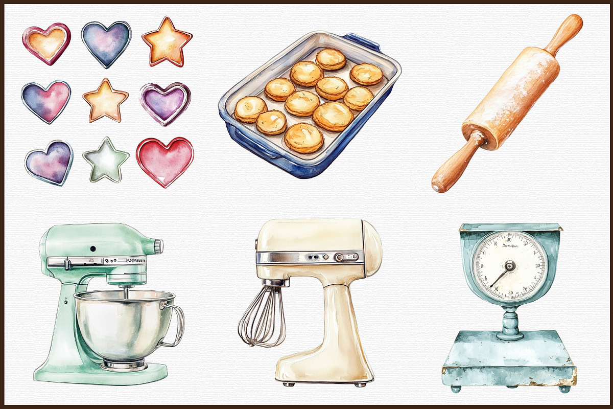 Watercolor Vintage Baking Clipart, an Illustration by Sublimation Artist (Photo 3 of 6)