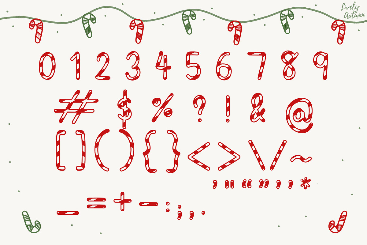 Candy cane | Christmas Display font, a Handwritten Font by LivelyAutumn11.11 (Photo 3 of 5)
