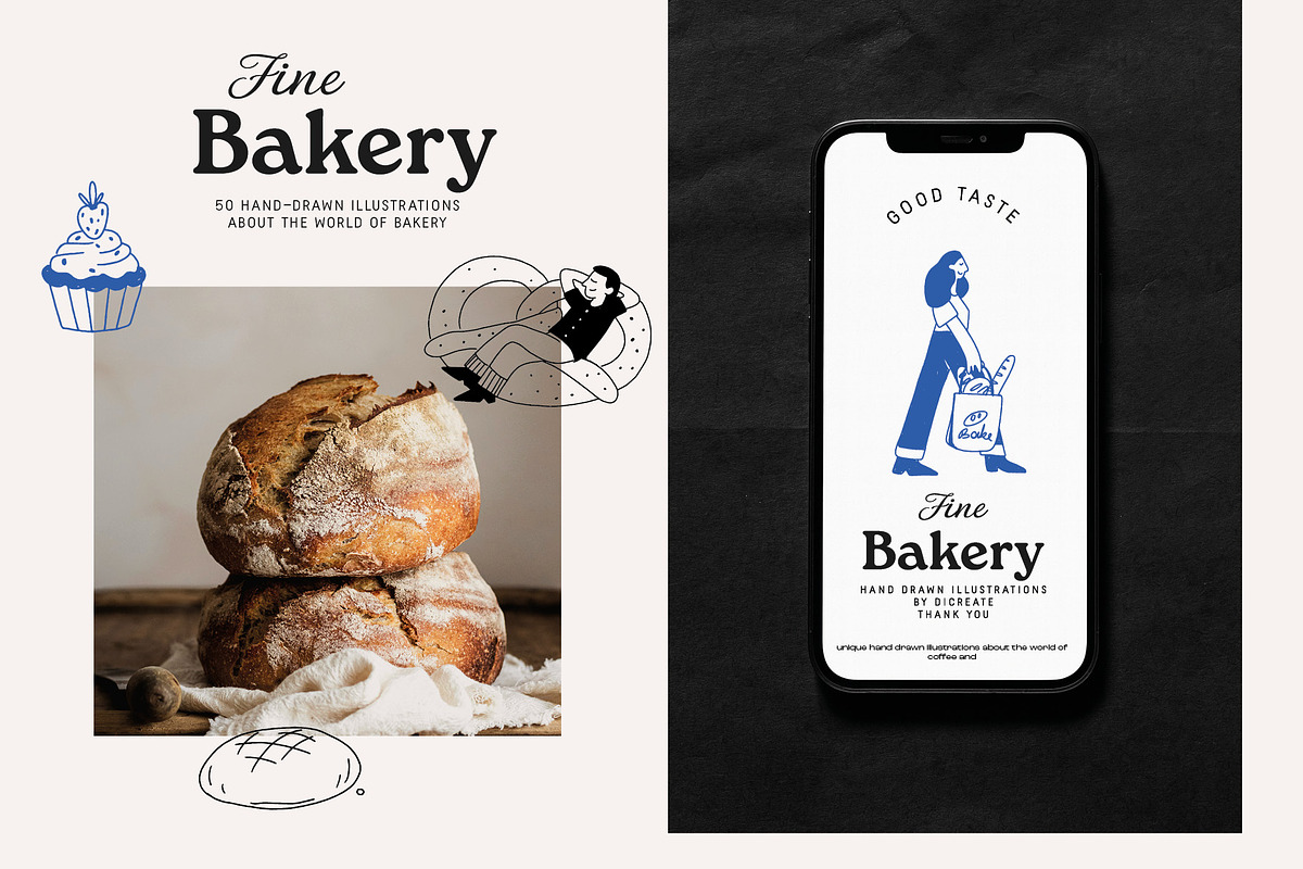 Bakery Illustrations vector set, a Food Illustration by dicreate (Photo 7 of 13)