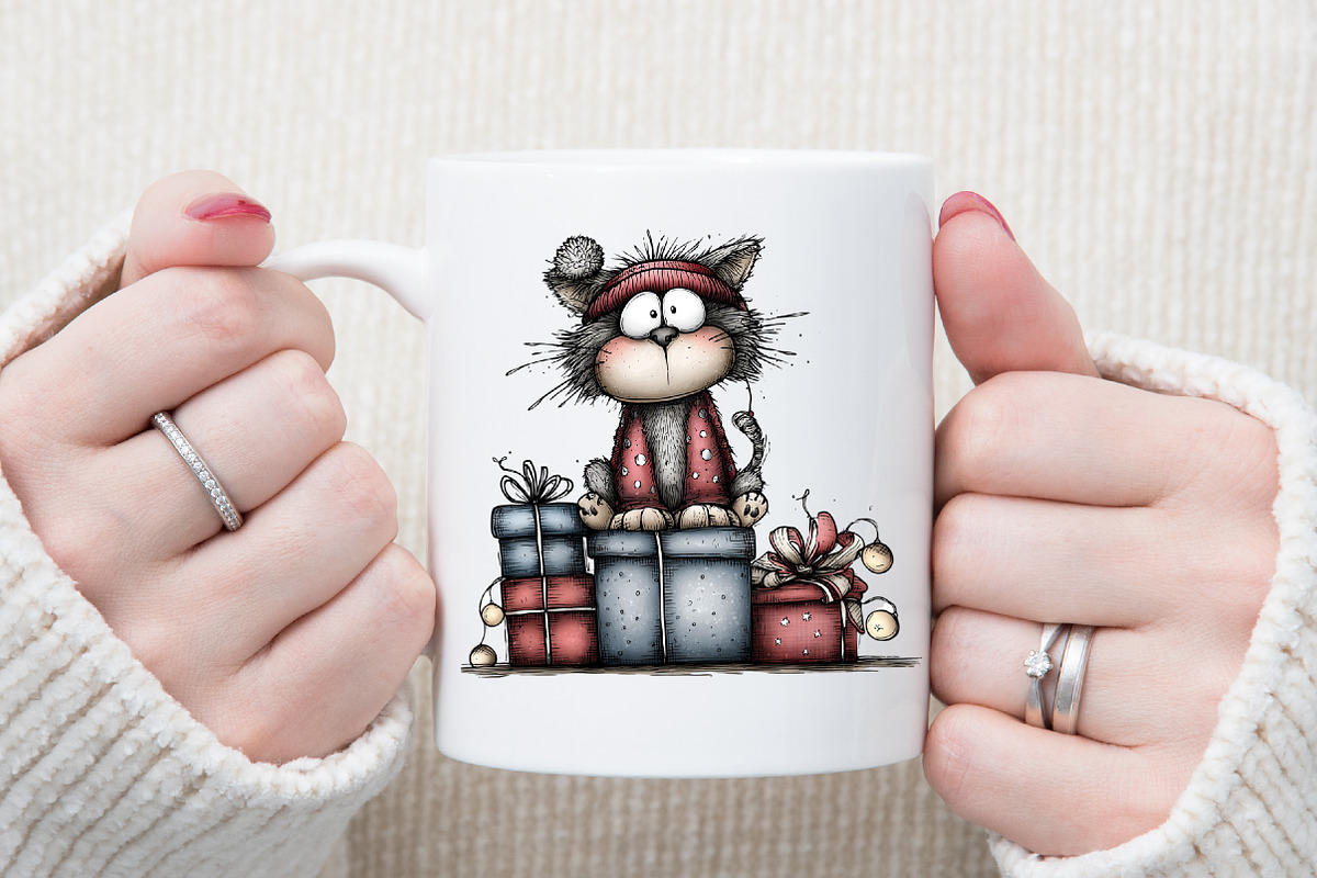 Quirky Christmas Cat Clipart, an Illustration by Sublimation Artist (Photo 5 of 6)