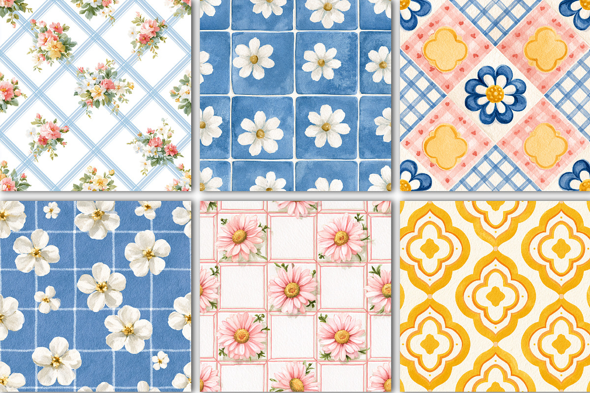 Retro Seamless Pattern Bundle, a Pattern Graphic by Black Bird Studio (Photo 5 of 6)