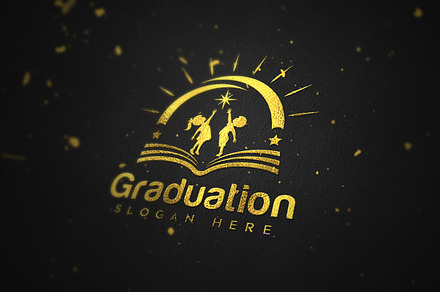 Graduation logo Kids Reaching star, an Education Illustration by Master Design