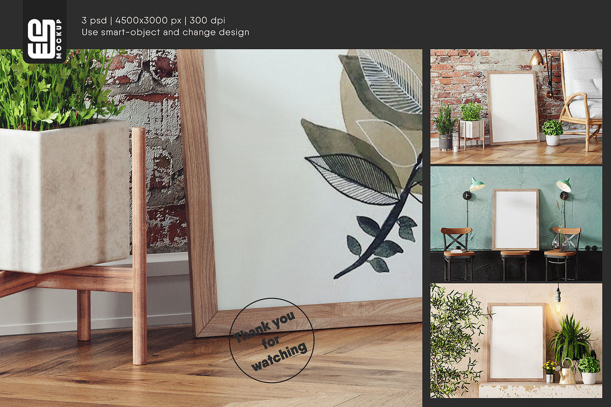 Wooden Picture Frame Mockup, a Print Template by SD Mockup (Photo 4 of 4)
