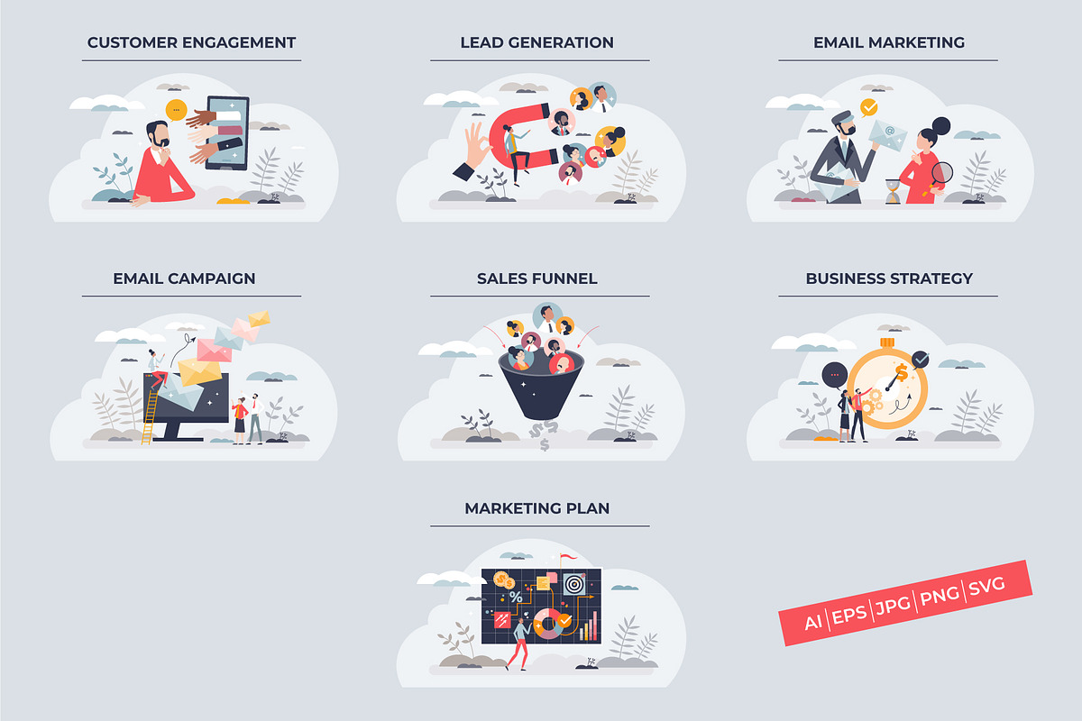 Digital Marketing Concepts, a Work Illustration by VectorMine (Photo 3 of 13)