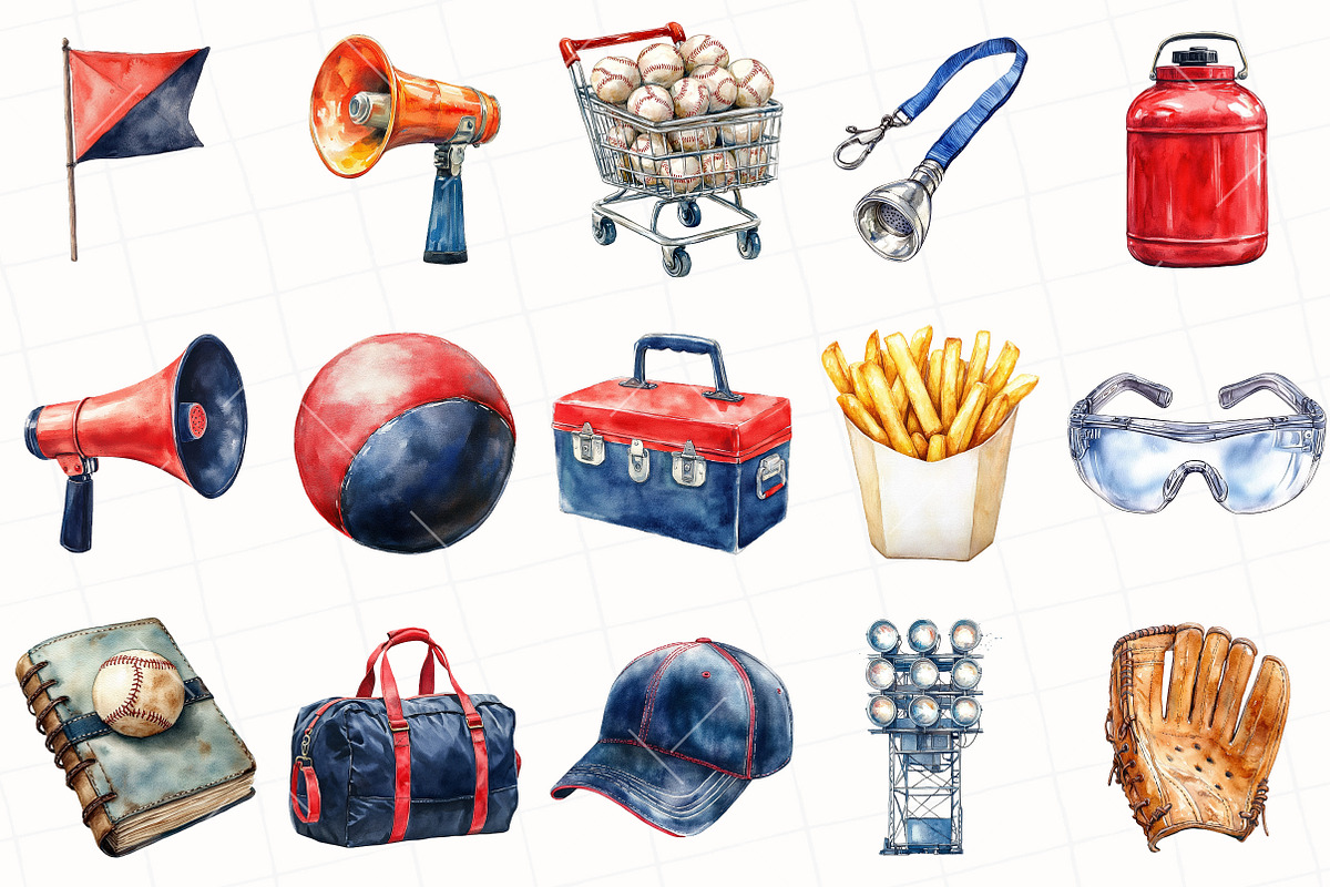 Watercolor Baseball Clipart, an Illustration by OK Design (Photo 3 of 6)