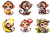 Cute Monkey Sublimation Clipart, an Illustration by DreamArtGraphic (Thumbnail 2 of 5)