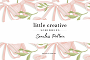 Botanical Pink Bow Ribbon Pattern, a Pattern Graphic by Little Creative Scribbles (Thumbnail 1 of 3)