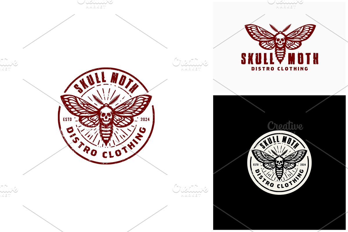 Moth Wingspan Skull Label Logo, a Branding & Logo Template by Enola99d (Photo 2 of 2)
